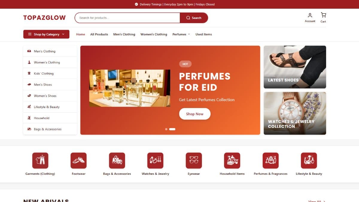 Topaz Glow E-commerce Website